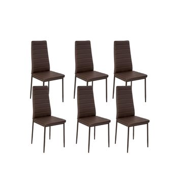 Silla De Comedor En Polipiel/metal Marron, 6 Unidades