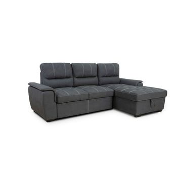 Sofa Cama Chaise Longue New Farrar 256cm Negro, Chaise Derecho