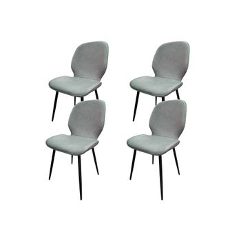 Silla De Comedor En Polipiel/metal Gris Claro, 4 Unidades