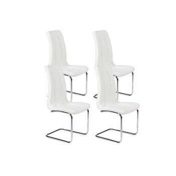 Silla De Comedor Style En Polipiel/metal Blanco, 4 Unidades