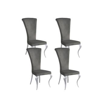 Silla De Comedor En Terciopelo Marquesa Gris, 4 Unidades