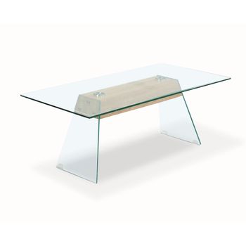 Mesa De Centro De Cristal Templado Rectangular, Cambria 110x55 Cm