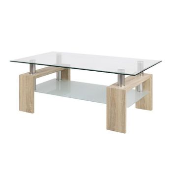 Mesa De Centro Missouri De Cristal Templado, Cambria 110x60 Cm