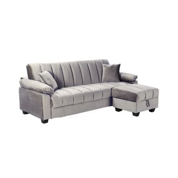 Sofa Cama Con Puff Yadhi 210cm Gris