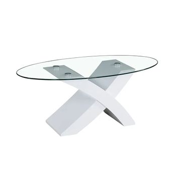 Mesa De Centro De Cristal Templado Lore, Blanco 110x60 Cm