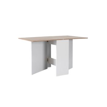 Mesa Auxiliar Suecia Con Alas Abatibles 140cm. Comedor O Cocina Blanco Y Cambria