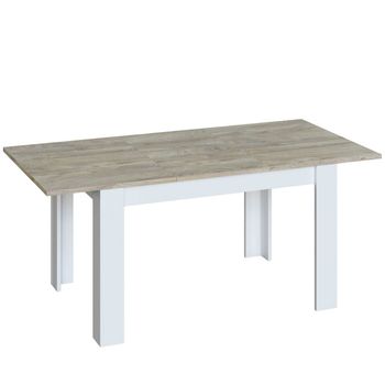 Mesa Extensible Kendra. Comedor O Cocina, Blanco Y Roble 190x90 Cm