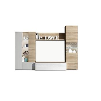 Conjunto Mueble De Salon Con Luz Essential, Blanco Y Roble 260x185 Cm