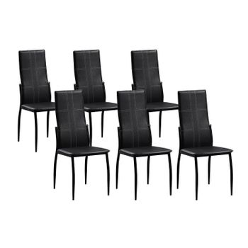 Silla De Comedor En Polipiel/metal Negro, 6 Unidades