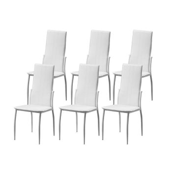 Silla De Comedor En Polipiel/metal Blanco, 6 Unidades