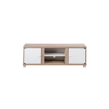 Mueble Tv Dela Cabinet 2 Puertas, Blanco Y Cambria 150x50 Cm