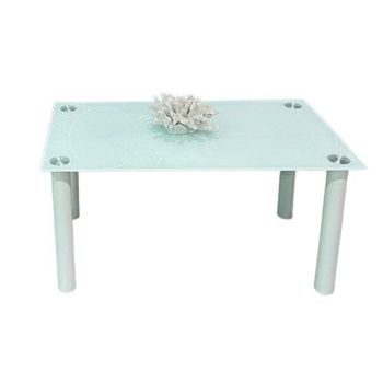 Mesa De Centro De Cristal Templado Ct18, Blanco 90x50 Cm