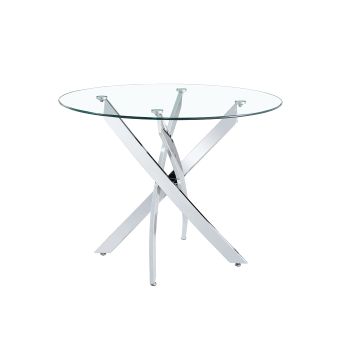 Mesa Redonda De Cristal Templado Dt 120cm. Comedor O Cocina, Gris