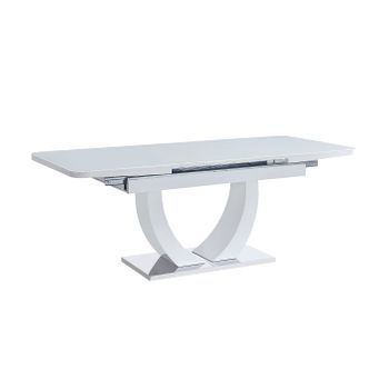 Mesa Extensible De Cristal Templado 160 A 200cm Nadia. Comedor O Cocina, Blanco