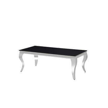 Mesa De Centro De Cristal Templado 120cm Vanguardia, Negro