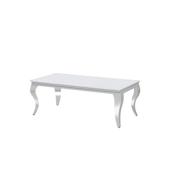 Mesa De Centro De Cristal Templado 120cm Vanguardia, Blanco