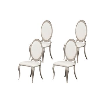 Silla De Comedor Lima, Blanco En Polipiel 4 Unidades