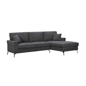 Sofa Chaise Longue Ellen 245cm, Gris Oscuro, Chaise Derecho