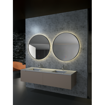 Espejo Con Luz Led Para Baño, Dormitorio, Vestidor - Redondo Retroiluminado Incorpora Doble Sensor On/off Y Anti-vaho - Marco Nergo Mate 60cm Ø