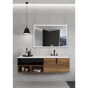 Espejo Led Para Baño, Vestidor, Maquillaje - Retroiluminado- Triled- Blanco Frío/natural/cálido Sensor Antivaho Marco Aluminio Color Negro 140x60cm