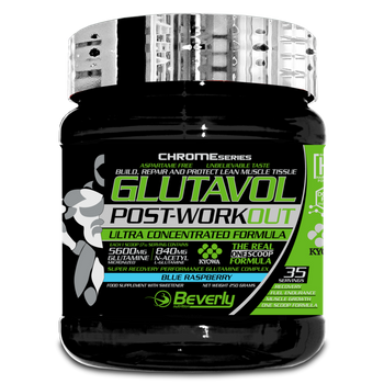 Glutavol 250 Gramos, Glutamina En Polvo, Post-entrenamiento,  Recuperación Muscular, Mejora Del Crecimiento Muscular, Sabor Frambuesa Azul.