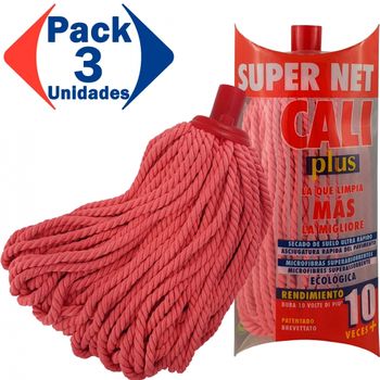 Fregona Microfibras Super Net Cali. Rosa. Pack 3 Unidades.