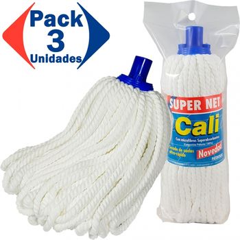 Fregona Microfibras Super Net Cali. 250 Gramos. Pack 3 Unidades.