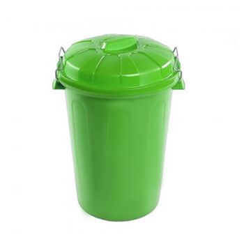 Cubo De Basura Con Tapa 100 Litros Basurero Verde Asas De Presión