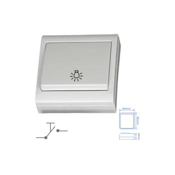 Pulsador Superficie Luz 80x80mm Blanco 10a 250v Gsc