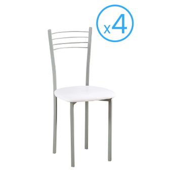 Pack 2 Sillas Para Cocina Tapizadas En Polipiel Color Blanco Y Estructura  Metálica Estilo Moderno 89x40 Cm con Ofertas en Carrefour