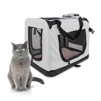 Transportín Para Mascotas | Talla M | Soporta 10 Kg | 57x38x44 Cm |plegable | Gris | Balú | Mobiclinic