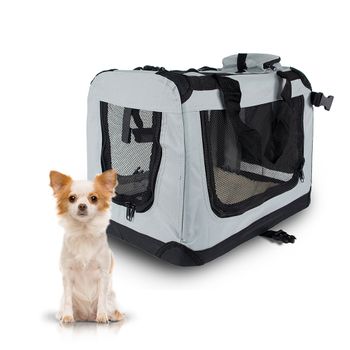 Transportín Para Perros Gatos Mascotas | Talla S | 35cm X 53cm X 9cm | Plegable | Gris | Balú | Mobiclinic