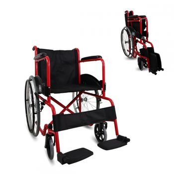 Silla De Ruedas Mobiclinic Plegable Rueda Grande Resistente Reposabrazos Y Reposapiés Fijos Rojo Alcazaba