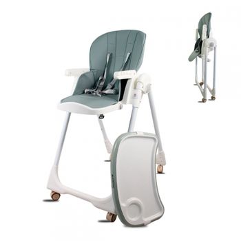 Trona Para Bebé Evolutiva Con Ruedas Mobiclinic Ajustable Regulable Verde Doble Bandeja Desmontable Lavable