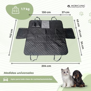 Cubre Asientos De Coche Para Perros Mobiclinic Universal Antideslizante Impermeable Bolsillo Lateral Negro Sammy