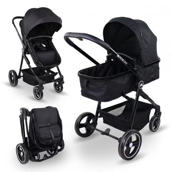 Silla De Paseo 2 En 1 Mobiclinic Plegado Ultra Compacto Mango Monomando Arnés 5 Puntos Barra Extraíble Negro Nuit