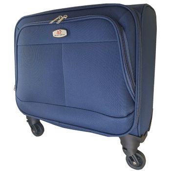 Maleta Portadocumentos de poliéster John Travel, 2 Ruedas, 35 cm, Azul