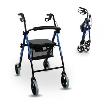 Andador Para Adultos Clinicalfy Plegable Aluminio Resistente Asiento Y  Respaldo Azul Paterna con Ofertas en Carrefour