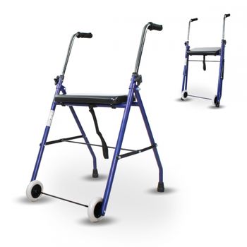 Andador Para Ancianos Mobiclinic Ajustable Plegable Resistente Acero Ligero Con Asiento 2 Ruedas Emérita Azul