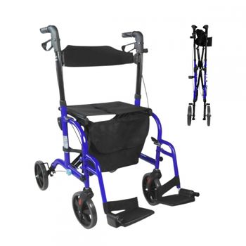 Andador Para Mayores O Ancianos Mobiclinic Aluminio Ligero Plegable Con Asiento Y 4 Ruedas Azul Picasso