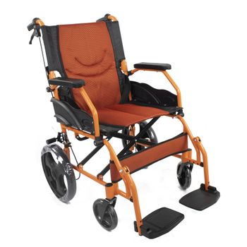 Silla De Ruedas Pirámide Mobiclinic 41 Cm Plegable Aluminio Freno En Manetas Reposapiés Reposabrazos Naranja