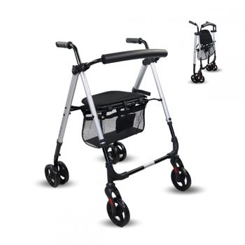 Andador Para Anciano Mobiclinic Andador 4 Ruedas Adultos Plegable Ligero Aluminio Con Asiento Y Cesta Dehesa