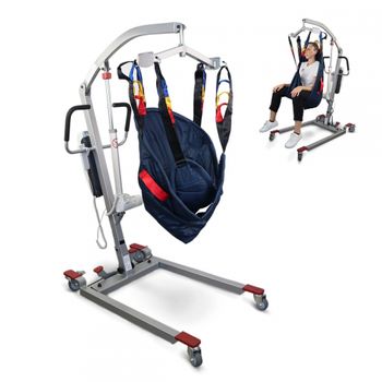 Mobiclinic, Grúa Eléctrica, Fortuna, Marca Española, Soporta 135 Kg, Arnés De Transferencia Incluido, Personas Mayores, Estable, Acero, Segura, Plegable, Fácil De Usar