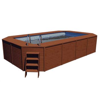 Piscina Madera Panelada K2o Con Depuradora De Arena 655x390x124 Cm K2o Y Escalera