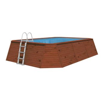 Piscina De Madera Panelada K2o Con Depuradora De Arena 345x255x107 Cm Y Escalera