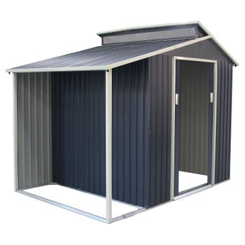 Caseta Metálica Gardiun Marlow Con Porche 6,85 M² Exterior 355x193x237 Cm Acero Galvanizado Gris Antracita