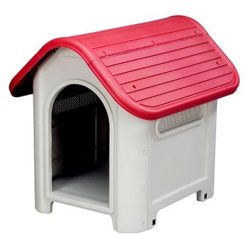 Caseta De Perro Pequeño Gardiun Kira 59x75x66 Cm Fabricada En Resina Color Beige/rojo