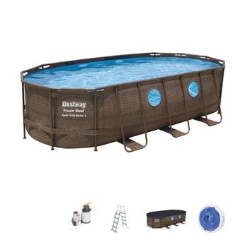 Piscina Desmontable Tubular Bestway Power Steel Diseño Rattan 