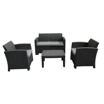 Conjunto De Jardín Chillvert Siena Resina 1 Sofá+ 2 Sillones + 1 Mesa Gris Antracita