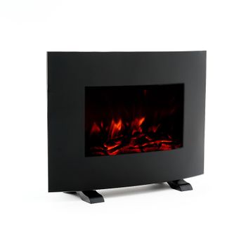 Chimenea Eléctrica De Pared 2000w Kekai Iowa 55x22x43 Cm Con Simulación De Fuego Negra Mando Incluido Para Interior